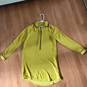 Loft, mustard color shirt mini dress